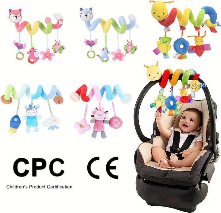 Actual product image Activity Board Baby bed spiral toy, plush activity hanging cradle toy, baby car seat toy