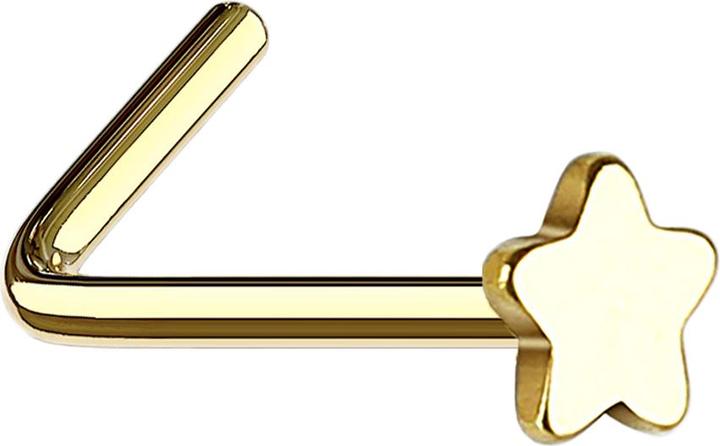 Image du produit Star Piercing Nasenstecker gewinkelt vergoldet mit Stern (Acier chirurgical 316L, sans laiton)