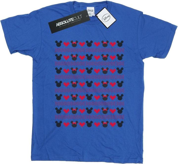 Actual product image Disney Womens/Ladies Mickey And Minnie Christmas Hearts Cotton Boyfriend T-Shirt (XXL)