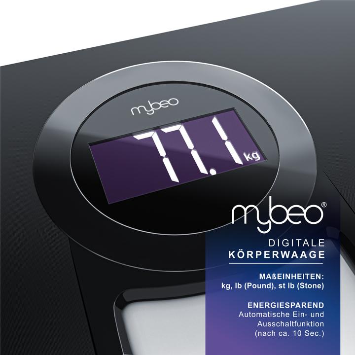 Actual product image Mybeo Digital Body Scale, Bathroom Scale with 6 mm Safety Glass, Glass Personal Scale with LCD Display (150 kg)