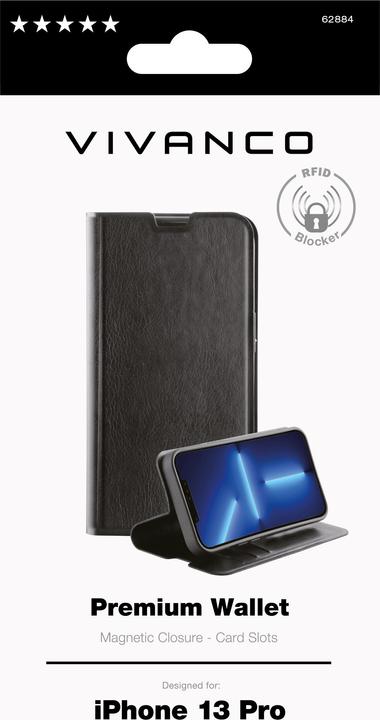 Produktbild Vivanco Premium Handy-Schutzhülle 15,5 cm (6.1" ) Geldbörsenhülle Schwarz (Apple iPhone 13 Pro)