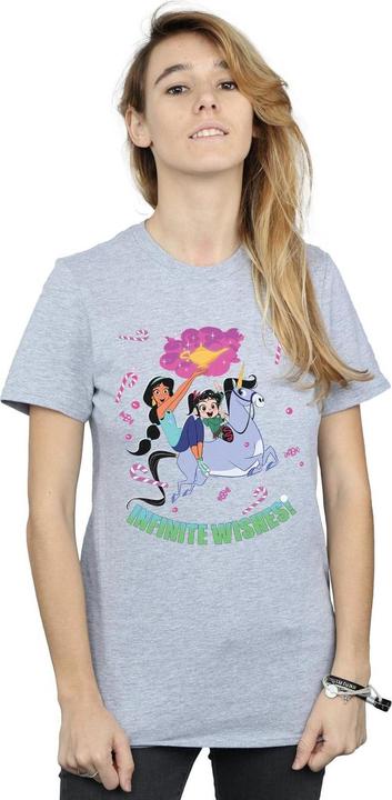 Actual product image Disney Womens/Ladies Wreck It Ralph Jasmine And Vanellope Cotton Boyfriend T-Shirt (3XL)