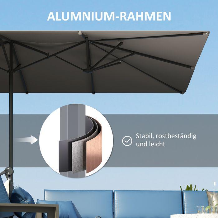 Image du produit Swisshandel24 Doppelsonnenschirm mit Kurbel 451x264 cm, Alu, Dunkelgrau (2.64 m)