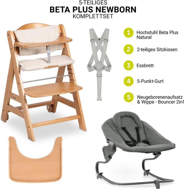 Image du produit Hauck Chaises hautes Beta Plus Natural 5-pièces Newborn Set - Chaise haute + (Chaise haute)