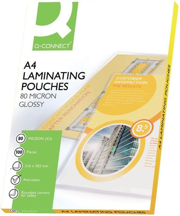 Q-Connect Feuilles de pelliculage brillantes (A4, 100 pièce(s), 80 µm)