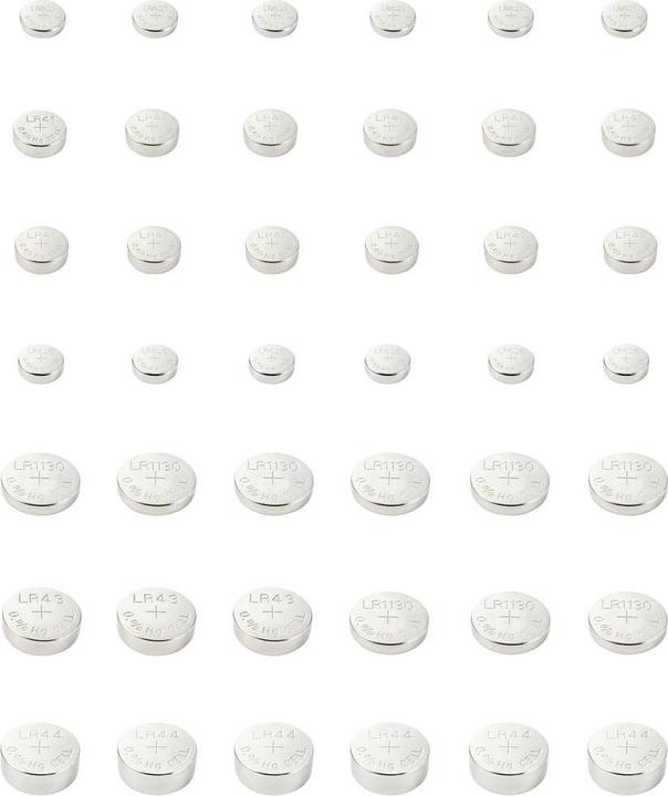Actual product image Voltcraft Button cell set 6 x AG1, 12 x AG3, 6 x AG4, 9 x AG10, 3 x AG12, 6 (13 pcs., AG12, A10, 4LR44, AG4, LR41, AG1)