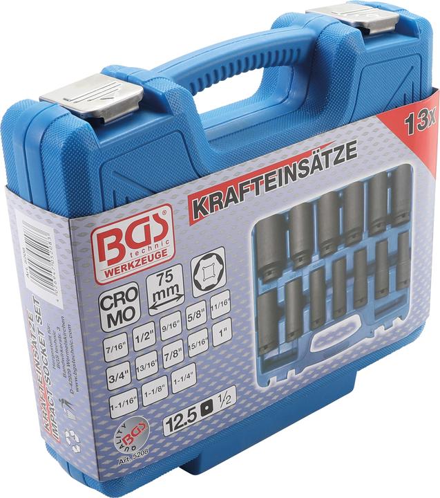 Immagine prodotto BGS Set di bussole esagonali, profonde 12,5 mm (1/2") dimensioni in pollici 13 pz. (12,5 mm)