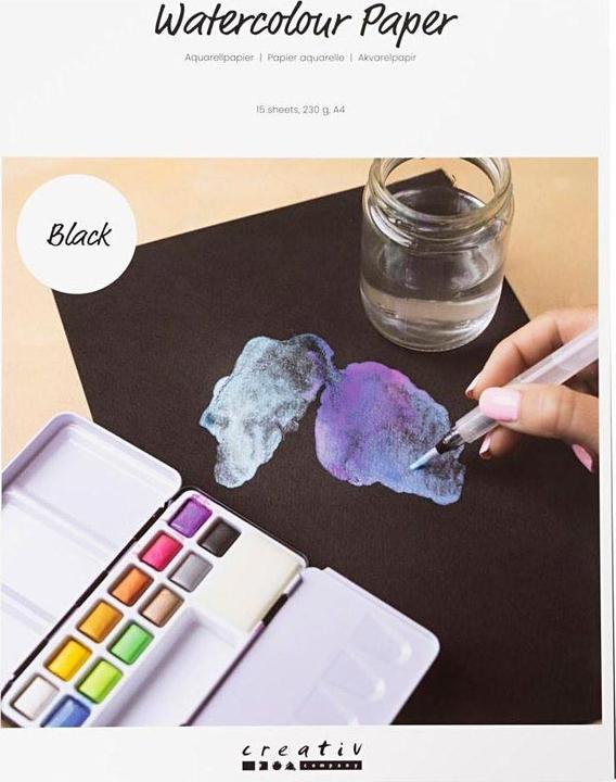 Produktbild Creativ Company Aquarellpapier A4, Schwarz (230 g/m², 15 x)
