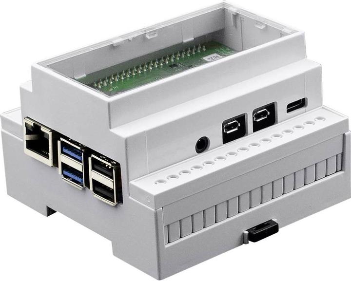 Produktbild Axxatronic CBRPI-DR-4-CLR-CON SBC-Gehäuse Passend für: Raspberry Pi zur Hutschienenmontage Weiss