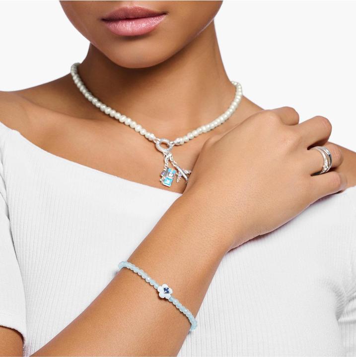 Immagine prodotto Thomas Sabo Bracciale fiore con perline blu (19 cm, Argento 925, Smalto)