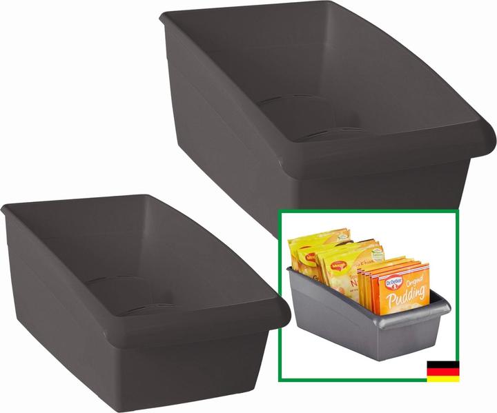 Produktbild Novaliv Suppentütenboxen Set - 25 x 12 cm und 25 x 16 cm ANTHRAZIT GRAU - Gewürzaufbewahrung Box -