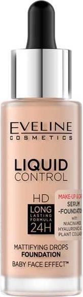 Produktbild Eveline Liquid Control Hd Mattifying Drops Foundation 050 Golden Beige 32Ml (Golden Beige)