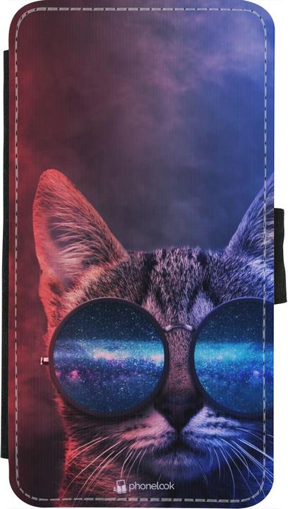 Produktbild PhoneLook Hülle Wallet schwarz Red Blue Cat Glasses (Apple iPhone XS, Apple iPhone X)