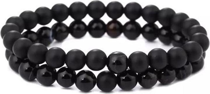Immagine prodotto Cbx Bracciale di perline elasticizzato Onice opaco e lucido