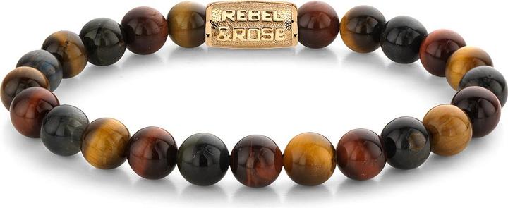 Rebel & Rose Armband Who's afraid of the Tiger RR-80088-G-L Herren (19 cm, Acero inoxidable, Ojo de Tigre)