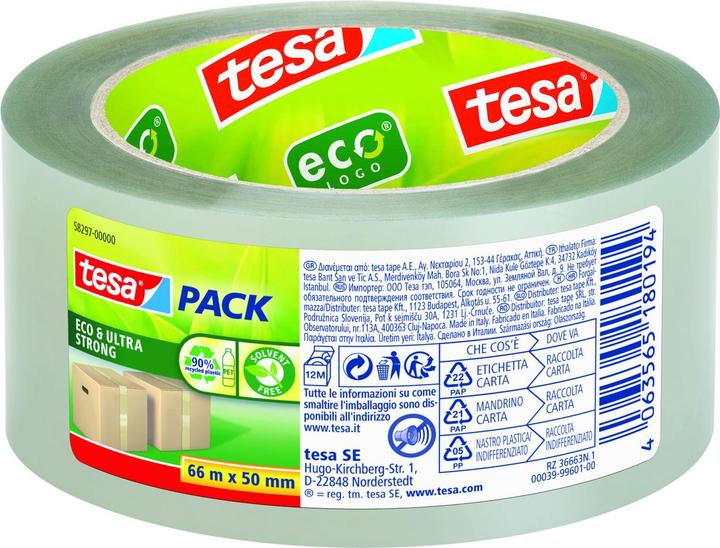 Produktbild tesa pack Klebeband Eco ultra Strong 50mm, transparent, 66m, 58297 (50 mm)
