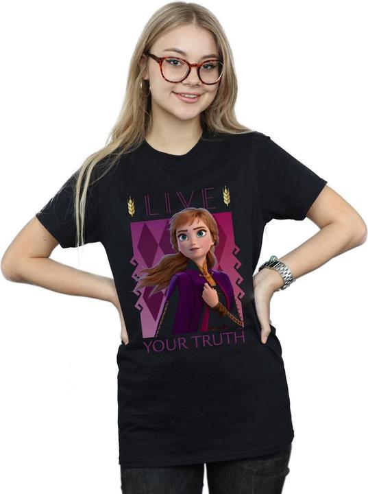 Actual product image Disney Womens/Ladies Frozen 2 Anna Live Your Truth Cotton Boyfriend T-Shirt (4XL)