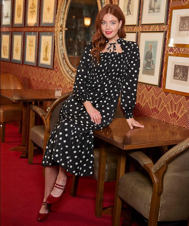 Immagine prodotto Joe Browns Vestito midi a pois con scollo a cravatta (36)