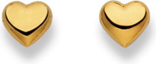 Muau Stud earrings heart yellow gold 750, 6mm (750/18 K Gold)