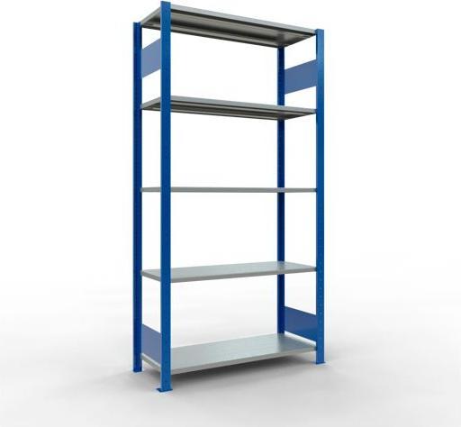 Sistema di scaffalature di base senza viti MULTIplus150 con ripiani di lunghezza