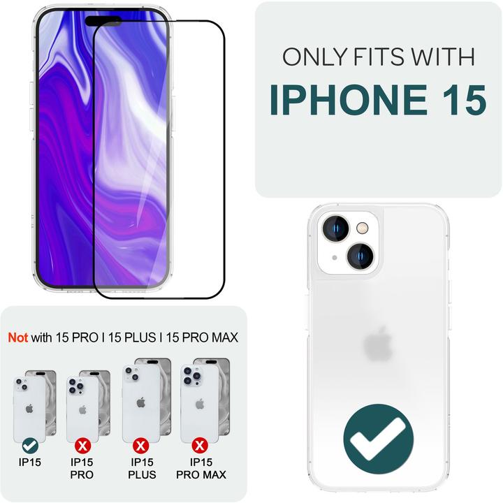 Image du produit Nalia 2x verre de protection & 1x gabarit (2 pièce(s), Apple iPhone 15)