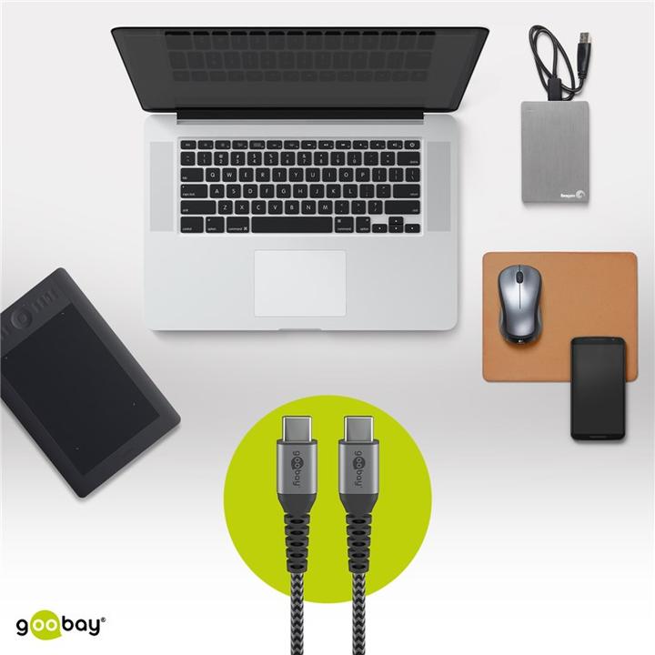 Image du produit Goobay Câble USB-C, textile, connecteur métallique, extra-résistant (0.50 m, USB 2.0)