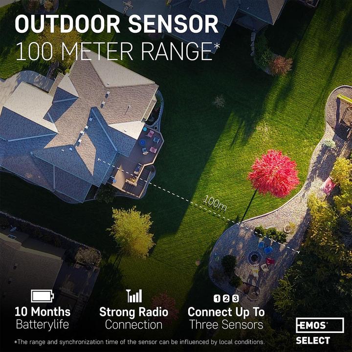 Actual product image Emos Wetterstation mit Funkuhr und Aussensensor