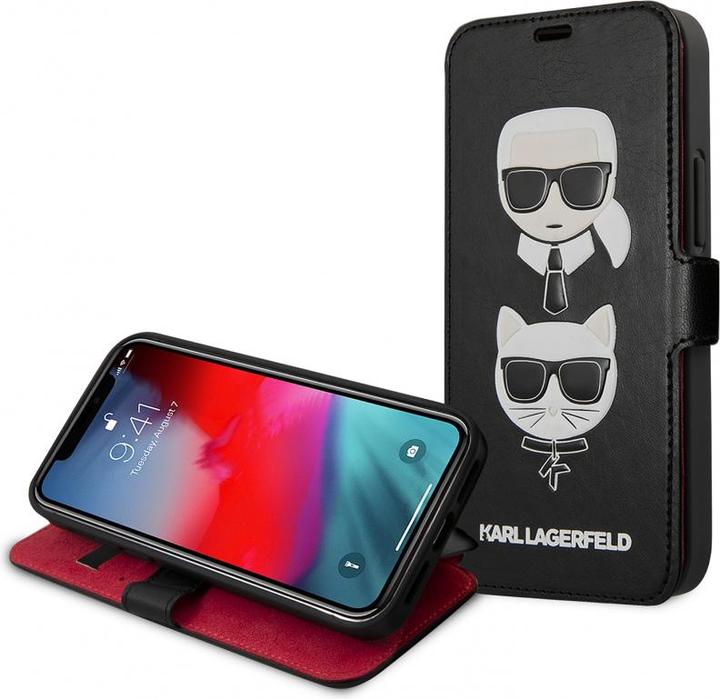 Actual product image Karl Lagerfeld Leather Cover Heads Book for Apple iPhone 12 /12 Pro Black KLFLBKSP12MFKICKC (EU ) (Apple iPhone 12 Pro, Apple iPhone 12)