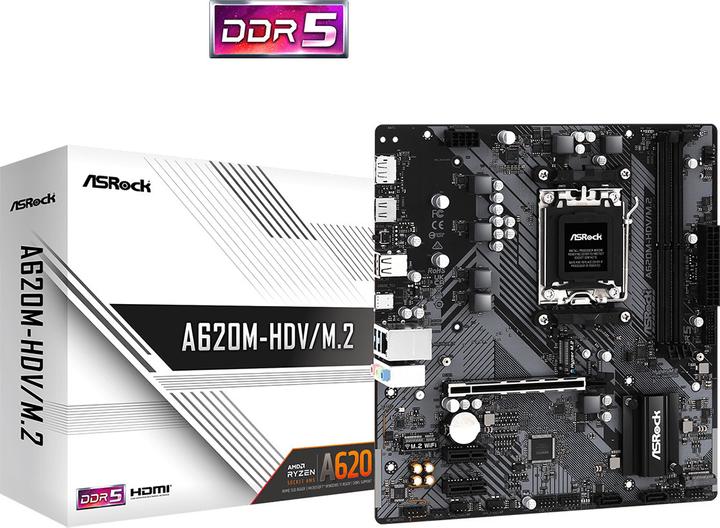 Actual product image AsRock A620M-HDV/M.2 (AM5, AMD A620, mATX)