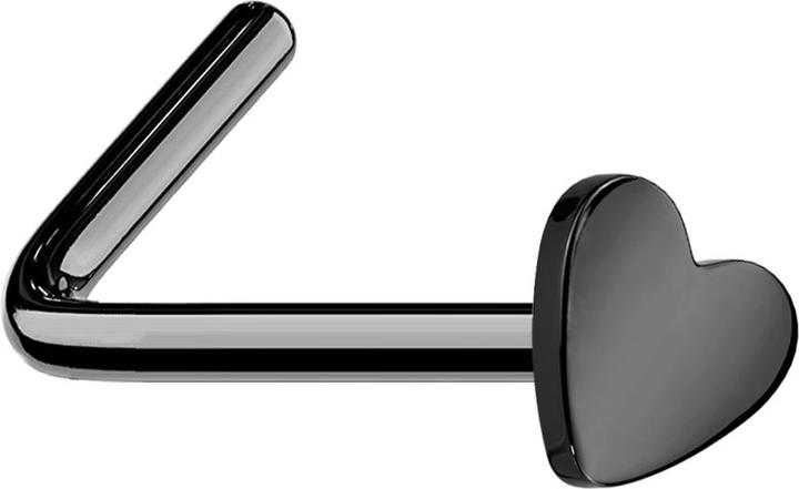 Actual product image Star Piercing Nose stud angled black with heart (Titanium G23, without brass)