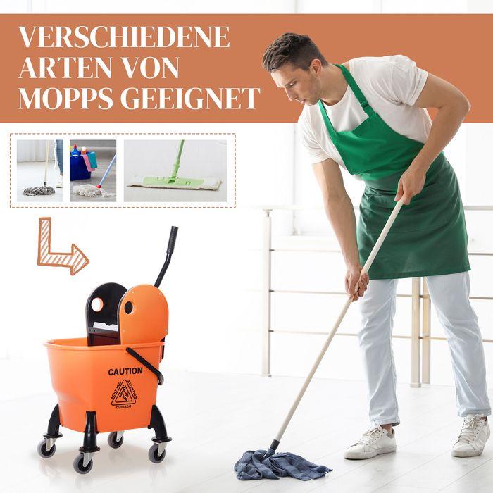 Produktbild Swisshandel24 Putzwagen Reinigungswagen mit Wringer 26 Liter Putzeimer mit 4 Rollen Orange (1 Stk.)