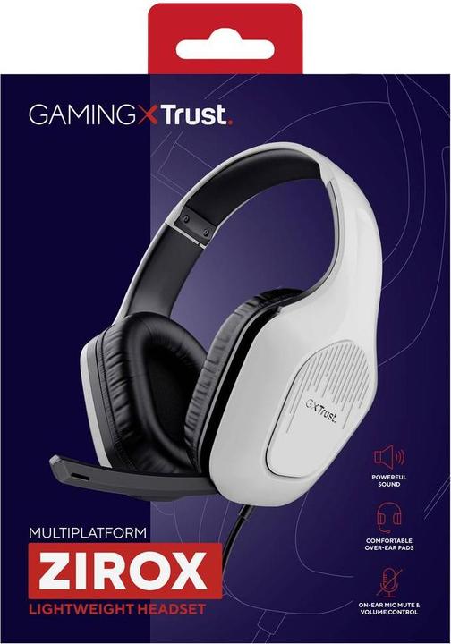 Actual product image Trust GXT415W ZIROX HEADSET - WHITE (Cable)