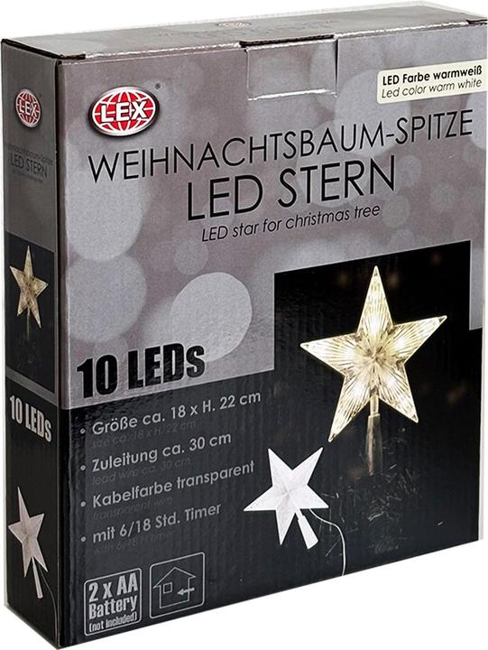 Produktbild Mojawo LED Baumspitze Stern Weihnachtsbaumspitze 10 LEDs Batterie (1 -teilig)