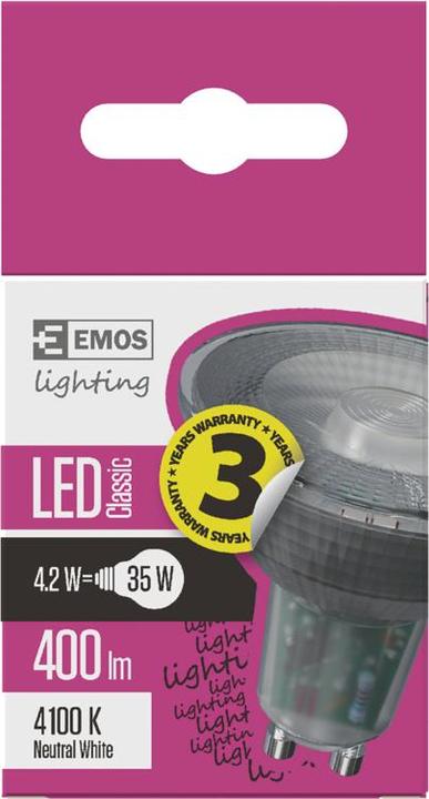 Actual product image Emos LED Zarówka lighting GU10, 230 V, 4.2 W, 333 lm, 4000 K, 30000 hrs, Classic MR16 52 x 50 x 50 mm (GU10, 4.20 W, 333 lm, 1 x, F)