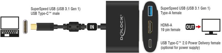 Image du produit Delock Adaptateur d'écran USB type-C vers HDMI/USB3 & PD (USB-C, USB 3.0, HDMI, 16 cm)