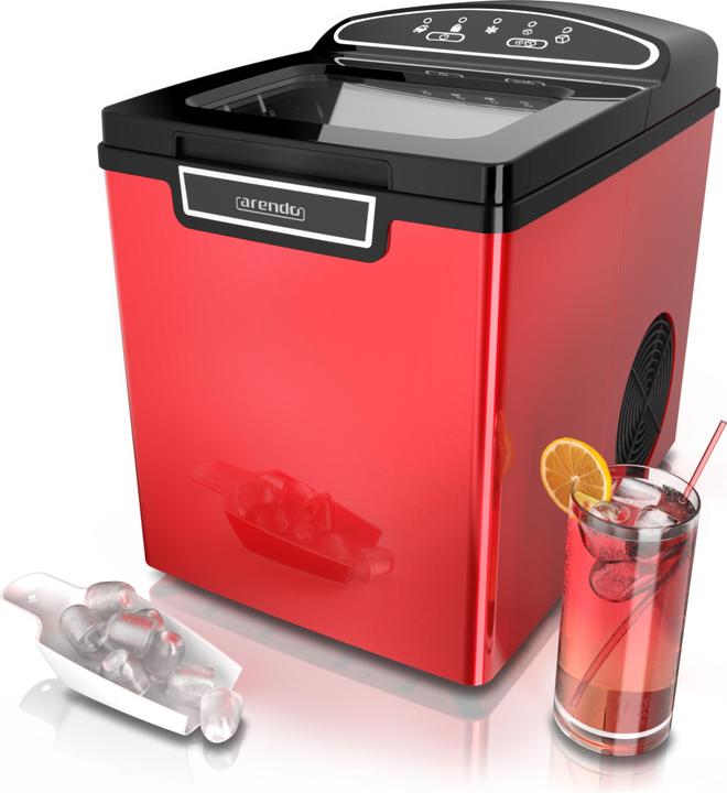 Actual product image Arendo Ice cube machine, 1.8 litre ice cube maker, 9 ice cubes in 8 minutes, 105W ice cube maker, red