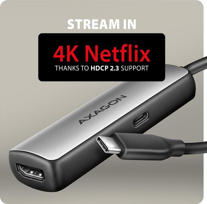 Produktbild Axagon RVC-HI8KPD, USB-C -> HDMI 2.1 redukce / adaptér, 8K/60Hz, 4K/144Hz, HDR10+, PD100W (USB Typ-C, 7.90 cm)