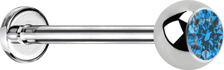 Actual product image Star Piercing Micro Labret silver with ball and crystal light blue (Surgical steel 316L, without brass)