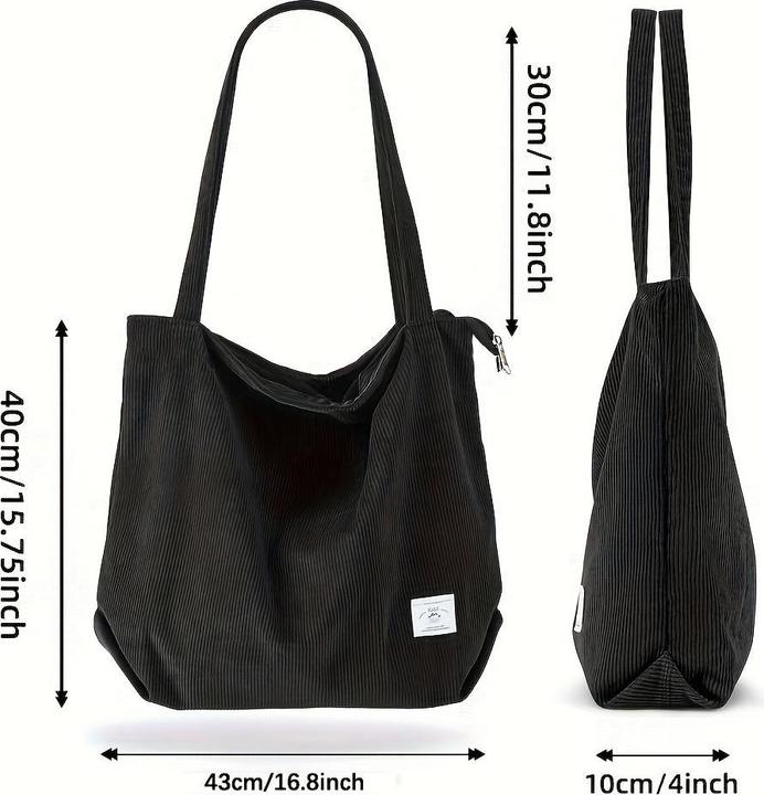 Image du produit Only-Bags.Store Sac à bandoulière en velours côtelé, fourre-tout monochrome minimaliste, sac à main de rangement