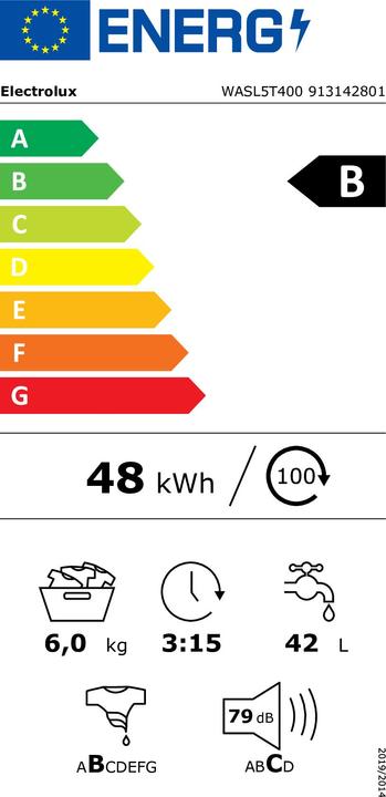 Energie-Label Electrolux WASL5T400 (6 kg, Oben)