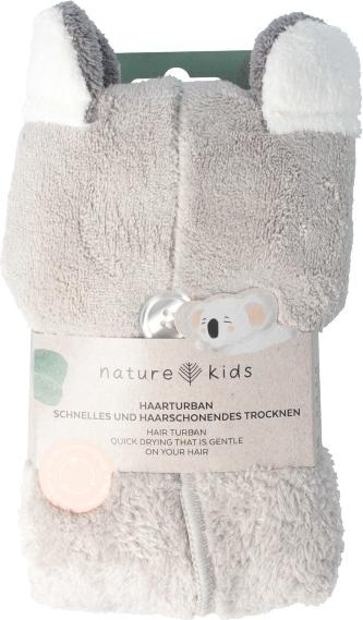 Actual product image Parsa Beauty PARSA Nature Kids Hair Turban with Koala Ears, Grey Recycled Microfibre OEKO-Tex