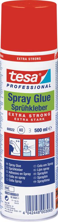 tesa Sprühkleber EXTRA STRONG, starker Klebstoff zum Sprühen, 500ml Dose (469 g, 500 ml)