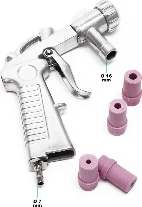 Produktbild Wiltec Sandstrahlpistole Druckluft 2-8 bar Sandstrahlgerät Alu Düsen Sandstrahler