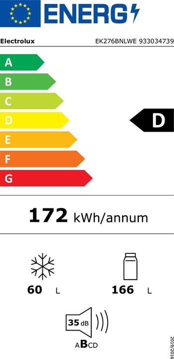Energie-Label Electrolux EK276BNLWE (226 l)