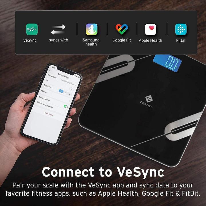 Actual product image Etekcity Bluetooth Body Fat Scale Smart Digital Scale- Black (180 kg)