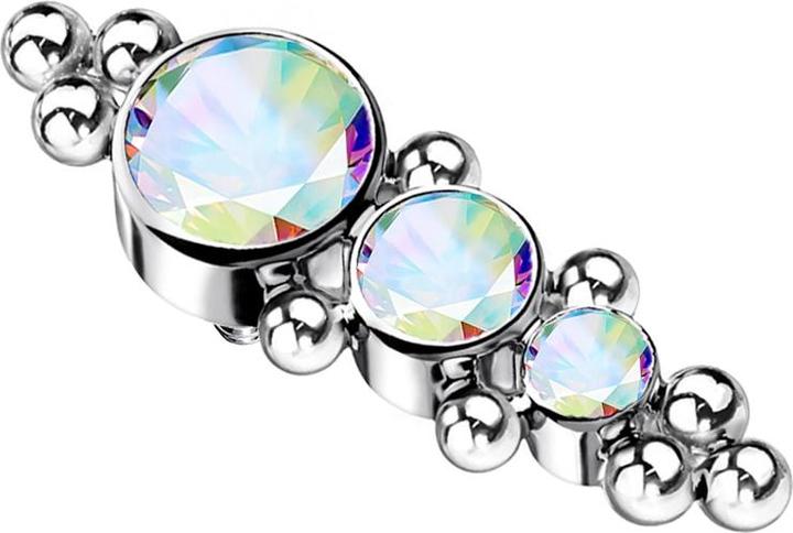 Immagine prodotto Star Piercing Ancora dermica in argento con perline e tre cristalli multicolore (Titanio G23, senza ottone)