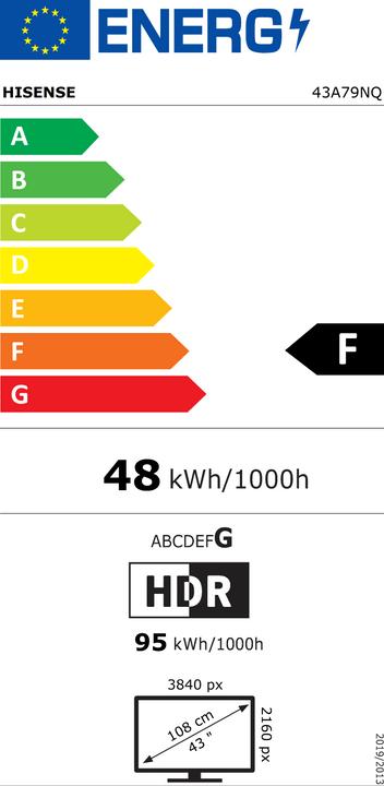 Energie-Label Hisense TV 43A79NQ A7 Led Tv 43" Serie (43", QLED, 4K)