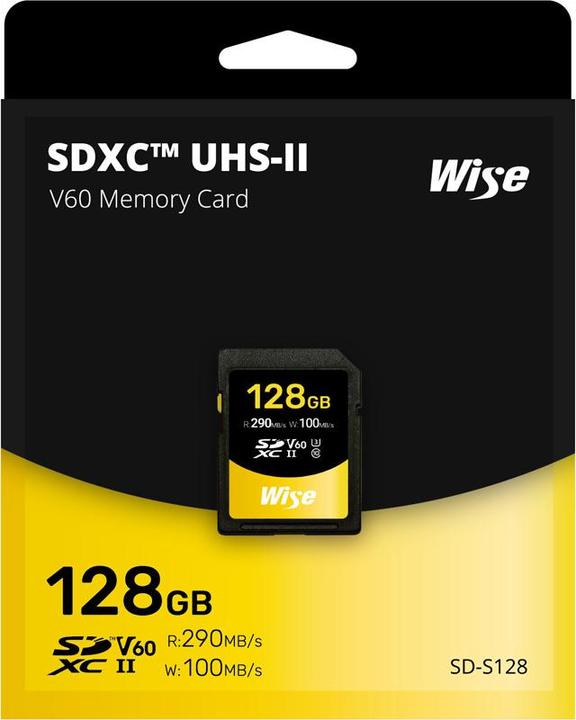 Actual product image Wise SDXC UDH-II V60 128GB R:290MBs / W:100MBs WI-SD-S128 (128 GB, SDXC, UHS-II)