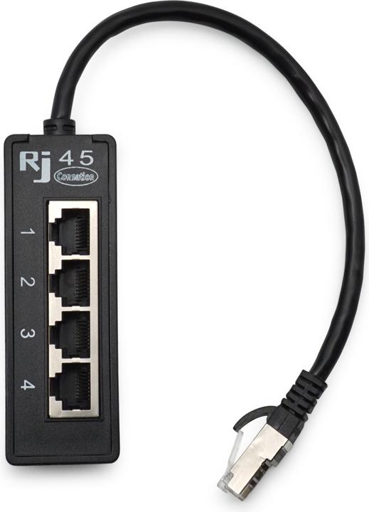 Immagine prodotto Apfelkiste 4-fach Ethernet LAN RJ45 Netzwerk Adapter Splitter Cat7 / Cat6 / Cat5 - Schwarz