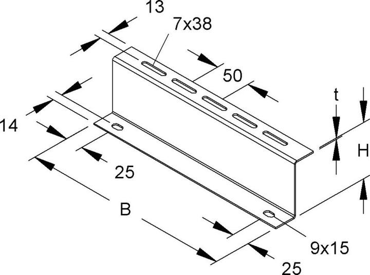 Actual product image Niedax NIE RZP 80/200 spacer profile Z-profile 80x200 mm with system perforation strip galvanised
